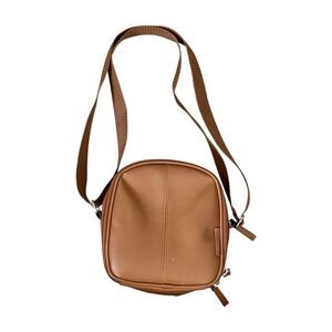 brown leather crossbody cd bag with adjustable strap